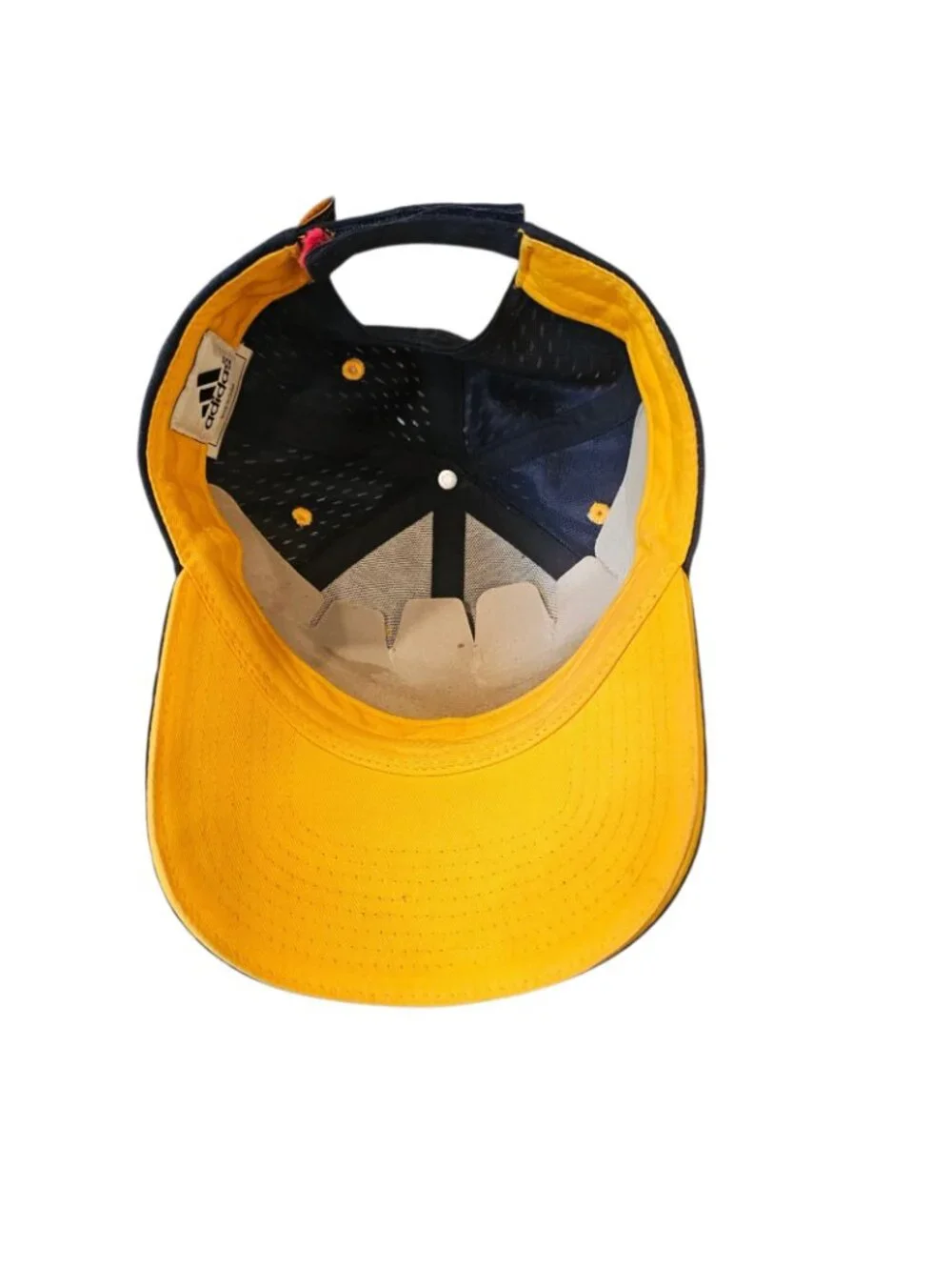 Adidas Youth Hat Cap Navy Blue Yellow Embroidered Logo Mesh Adjustable